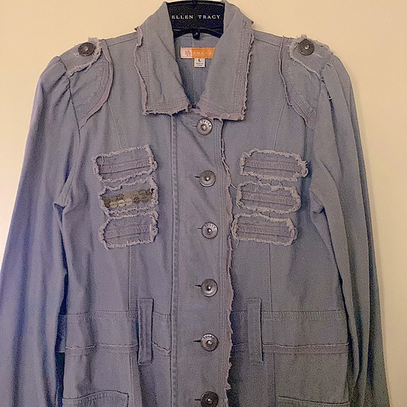 Tulle 100% cotton, women’s distressed long length light denim jacket. - Picture 2 of 14